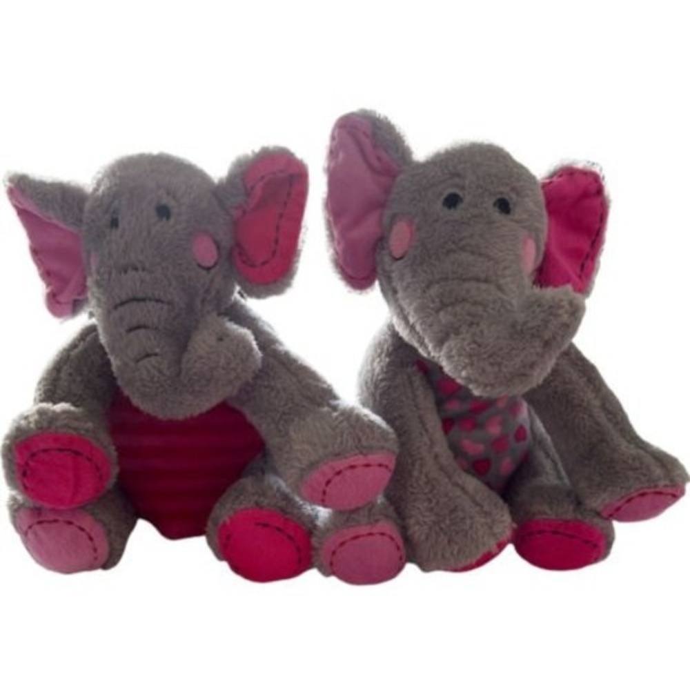 Dan Dee Plush Elephant‎ Sitting Gray Pink Plush Stuffed Animals 9" Lot Of 2